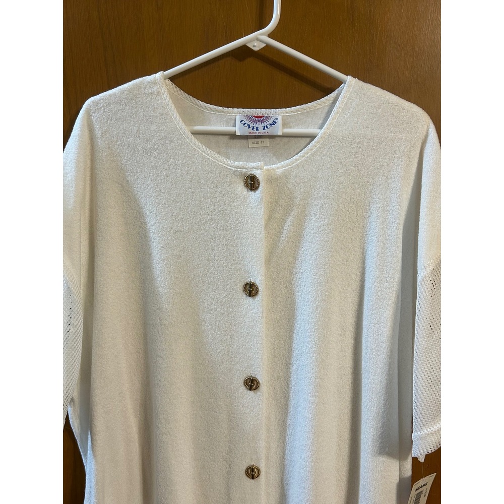 VTG 90s White Swim Cover Up Plus Size 22W Sears Cover Zone Made in‎ USA NWT - Picture 7 of 7